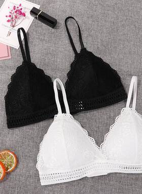 French Style Bralette Seamless Deep V Lace Thin Bra 薄文胸