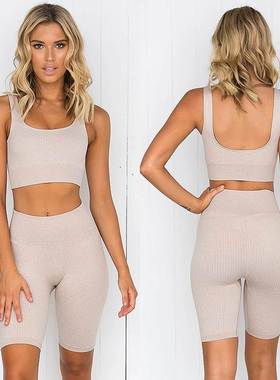 速干跑步无缝运动文胸健身短裤套装瑜伽服Lady Sportsuit Gym Set