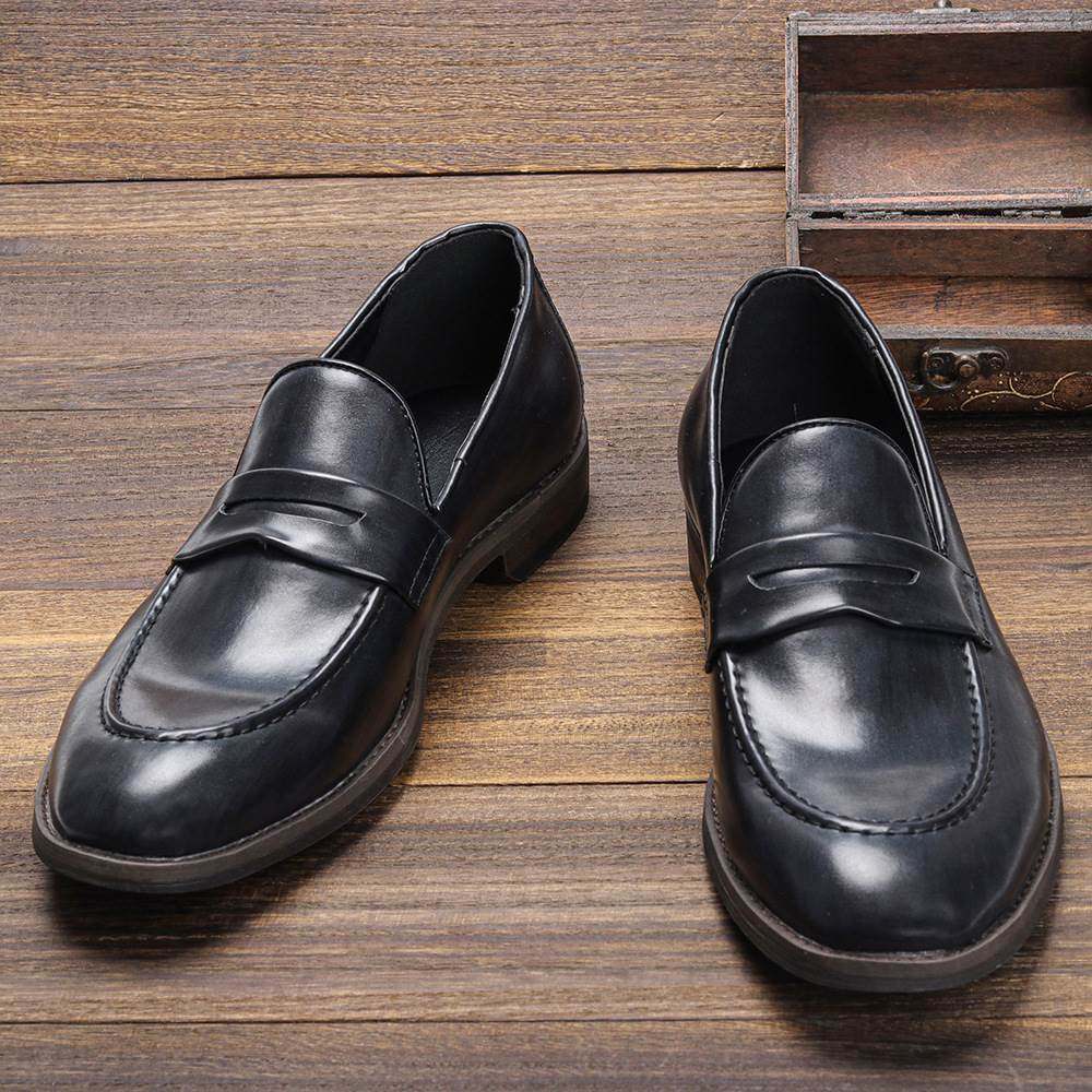 Men Flat Retro Shoes PU leather Loafers男士大码休闲皮鞋39-50