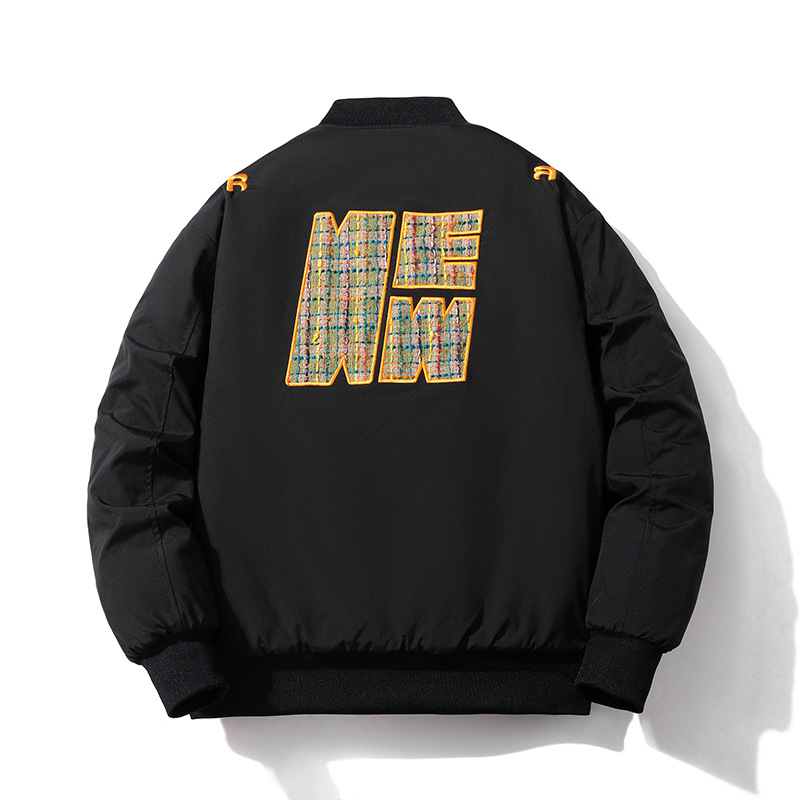 30-40岁男士棉袄短款冬款外套休闲刺绣棒球服棉衣飞行员夹克棉服5