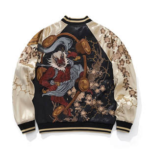 横须贺刺绣外套男轻奢高端最新款撞色拼接夹克时尚休闲国潮棒球服