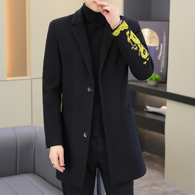 高级感刺绣韩版羊毛呢外套秋冬