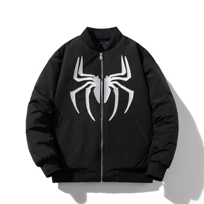 棉袄男款冬季加厚25-35岁男士冬装外套刺绣不带帽短款棒球服棉服m