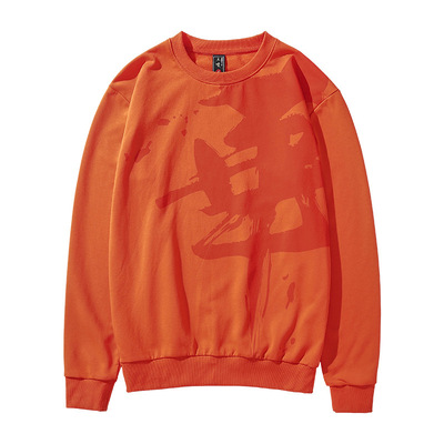 华夏印花卫衣男款圆领无帽纯棉100%全棉不起球长袖打底衫国潮男装