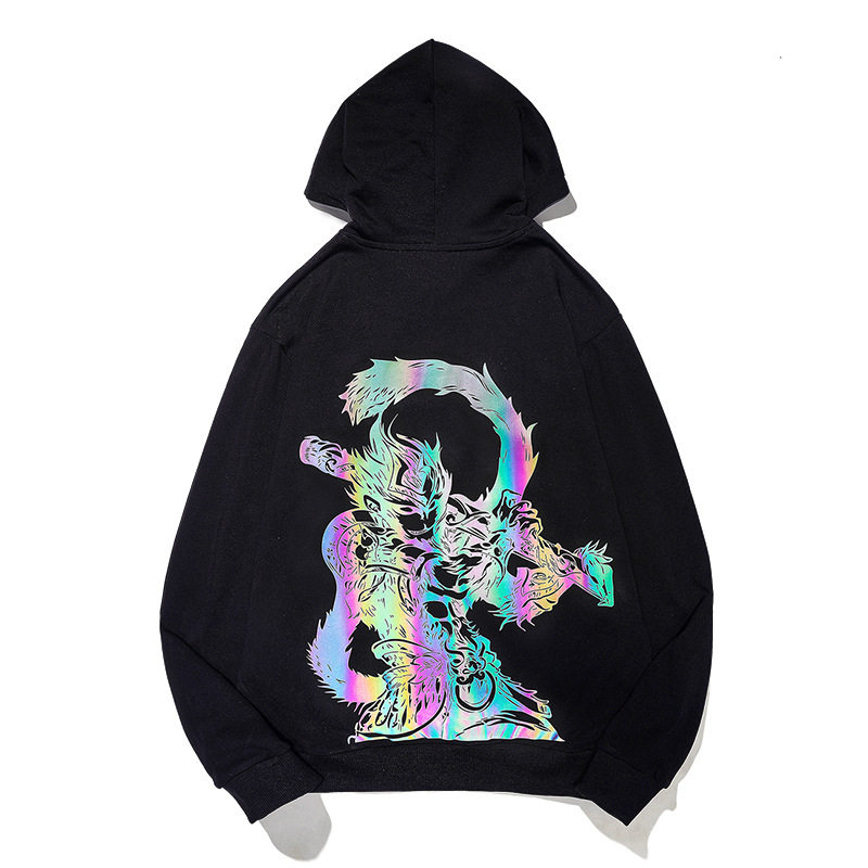 变色反光卫衣男连帽春秋潮牌重磅高档外套齐天大圣孙悟空国潮男装
