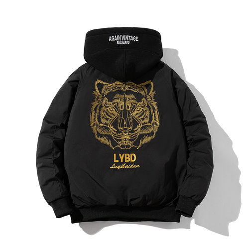 冬季加厚虎头刺绣可拆卸连帽棉衣