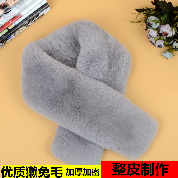 天鹅绒级整皮獭兔毛围巾韩版女士真毛皮草围脖冬季双面加厚保暖
