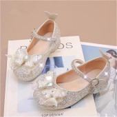 软底真皮女童公主鞋 中大童水晶高跟小女孩礼服单鞋 2025年秋季 新款