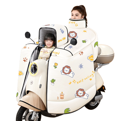 儿童亲子款电动车挡风被带小孩冬加大加厚电瓶摩托车防雨2025新款