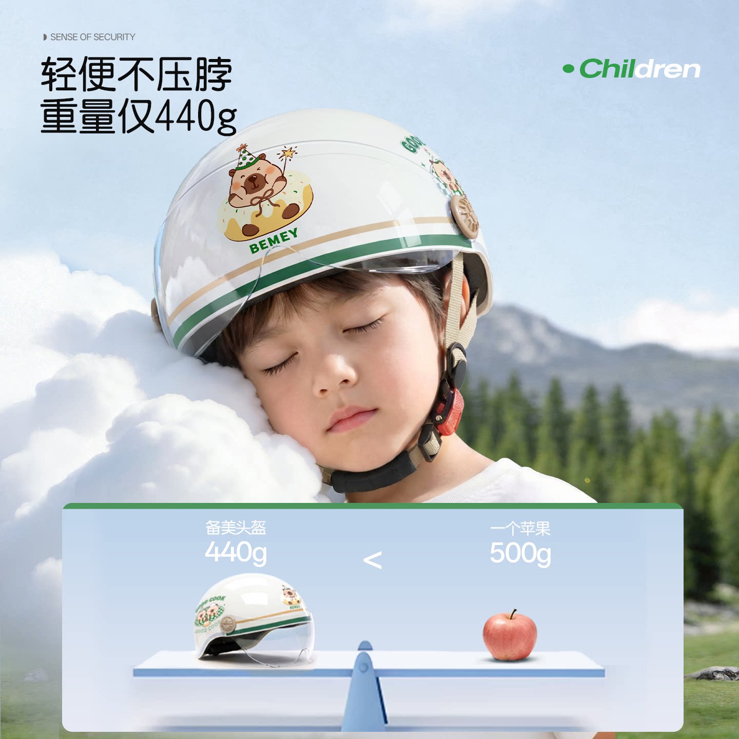 3C认证儿童电动车头盔四季款图片