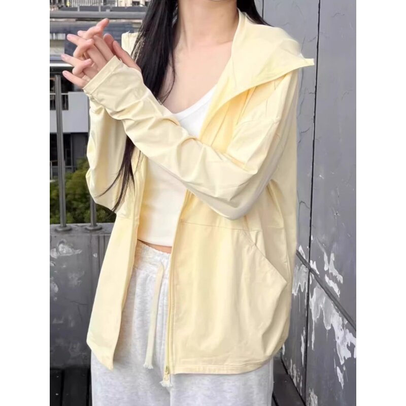 奶黄冰丝防晒衣女款2025新款夏季防紫外线防晒服宽松百搭户外外套