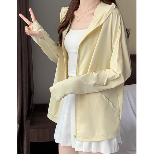 黄色冰丝防晒衣女夏季外套薄款2025新款防紫外线外穿冰感防晒服女
