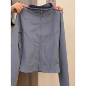 灰色冰丝修身 收腰显瘦瑜伽服上衣 运动外套2025新款 防晒衣女款 夏季
