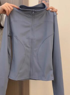灰色冰丝修身防晒衣女款夏季运动外套2025新款收腰显瘦瑜伽服上衣