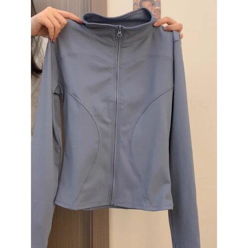 灰色冰丝修身防晒衣女款夏季运动外套2025新款收腰显瘦瑜伽服上衣