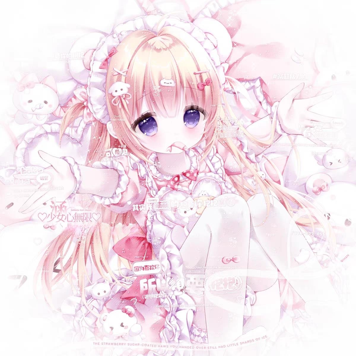 40张 恋爱脑砂砂小鱼扭蛋+psd 女生插画头像原创圈直购高清无水印