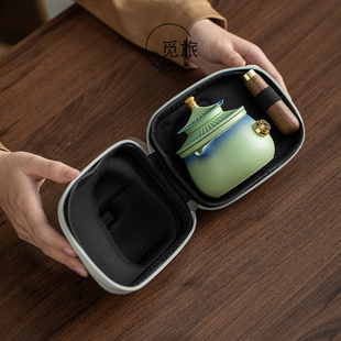 故宫鎏金侧把壶便捷式 商务伴手礼定制 泡茶杯茶壶户外旅行茶具套装