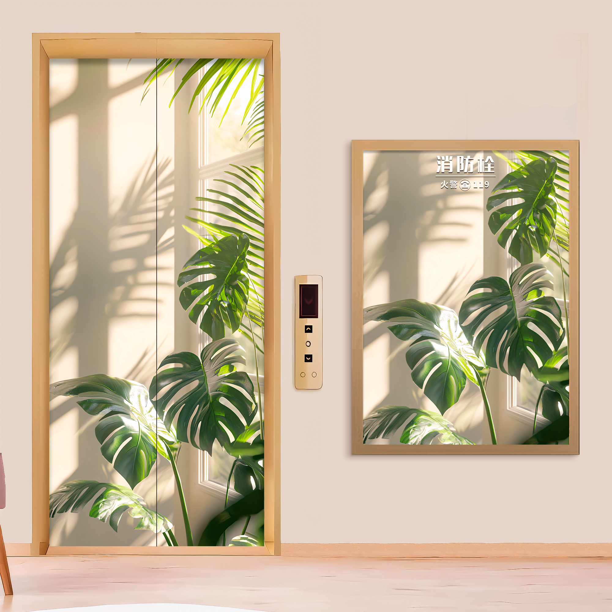 电梯门贴纸高级感一梯一户