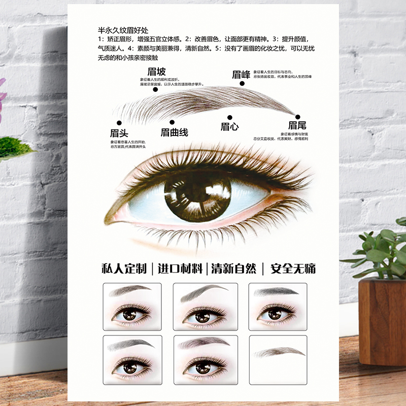 半永久流行纹眉的好处毛美睫美甲墙贴纸纹绣图眉眼唇