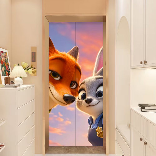 电梯门贴纸高级感一梯一户门口布置入户门装饰电梯间布置楼道qt