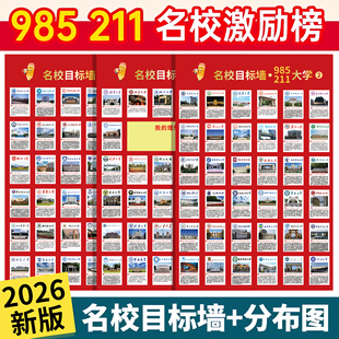 985名校目标墙挂图带分数高考学生激励211全国名牌大学分布图qt