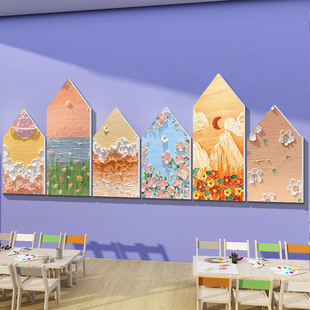 幼儿园美工区墙面装 饰 饰画室布置美术室幼儿园环创材料创意布置装