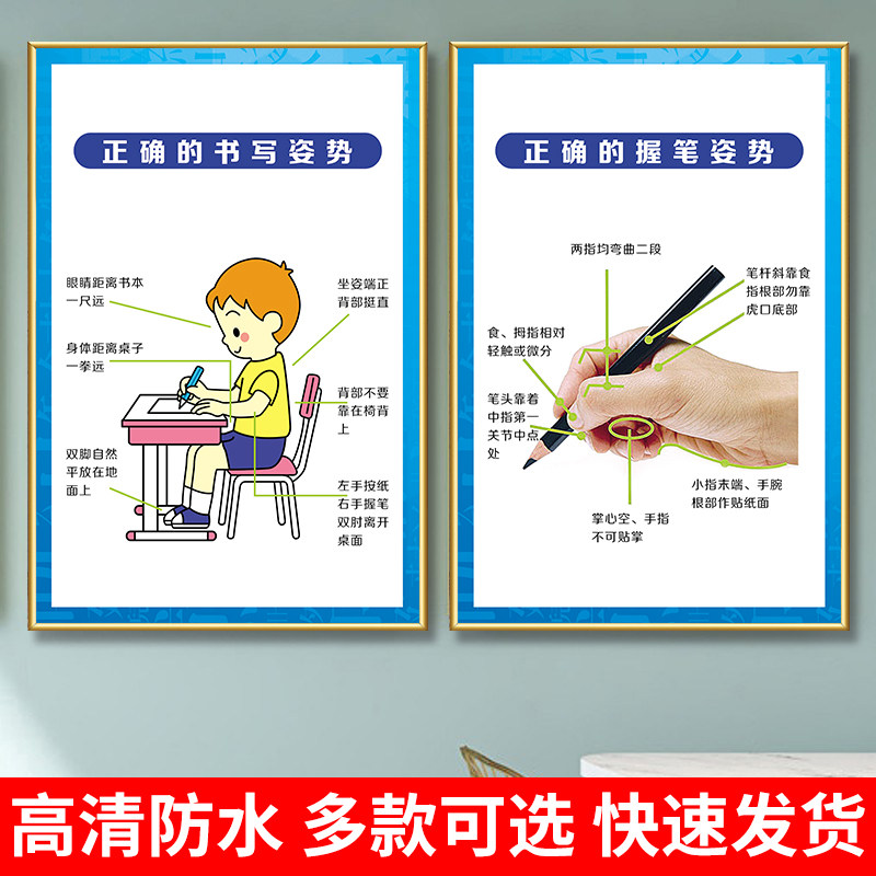 正确握笔写字姿势挂图小学生坐姿图片海报墙贴纸书法班级教室布置,个性定制/设计服务/DIY,写真/海报印制,淘宝优惠券,粉丝福利购,淘宝优惠卷