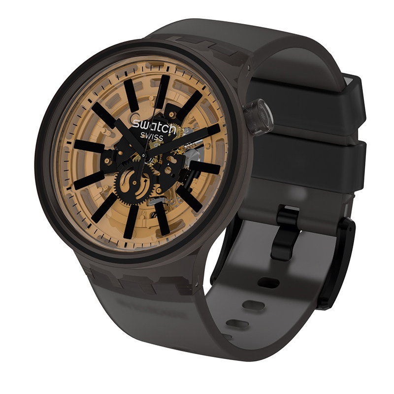 swatch斯沃琪瑞士手表男女大表盘镂空ins风个性情侣对表so27b115