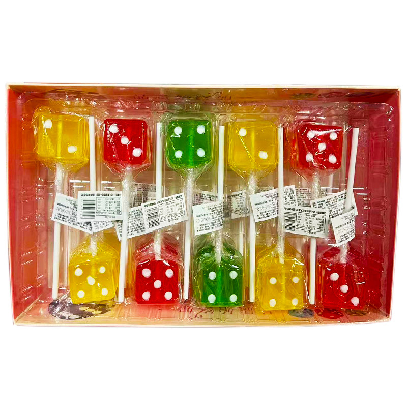 骰子棒棒糖混合水果味趣味硬质糖果儿时怀旧休闲小卖部零嘴食品