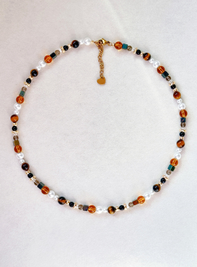 摩羯本命虎眼石珍珠项链美拉德风串珠项链