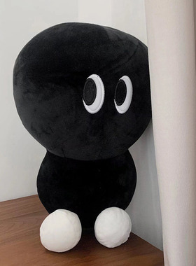 可爱黑色煤球精灵公仔毛绒玩具女生睡觉抱枕丑萌卡通玩偶娃娃礼物