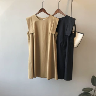 新款 茶歇裙子潮 气质圆领短款 韩国东大门2023夏季 无袖 连衣裙女韩版