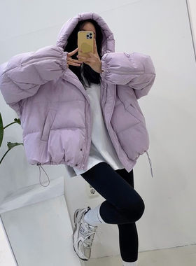 抽绳加厚棉服女东大门长袖纯色