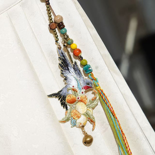 云深雾浅 秋日燕 原创双面刺绣燕子秋果包挂汉服禁步古风配饰挂饰