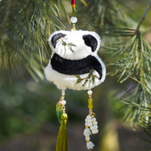 云深雾浅 原创双面刺绣无香料竹叶古风香囊挂件汉服配饰 熊猫香囊