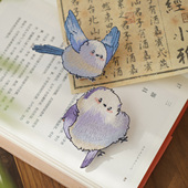 原创小鸟刺绣胸针汉服配饰古风比甲旗袍装 云深雾浅 小肥啾 饰扣