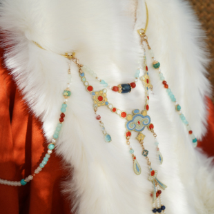 云深雾浅 金丝叠翠 原创刺绣汉服璎珞古风肩链华丽敦煌风项链配饰