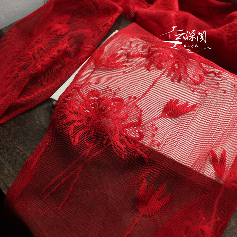 云深阁 彼岸 红色彼岸花蕾丝提花汉服披帛古风披肩红红色婚嫁头纱在类目 服饰配件/皮带/帽子/围巾, 围巾/丝巾/披肩中 - 来自Buy2taobao.com提供专业的淘宝代购服务