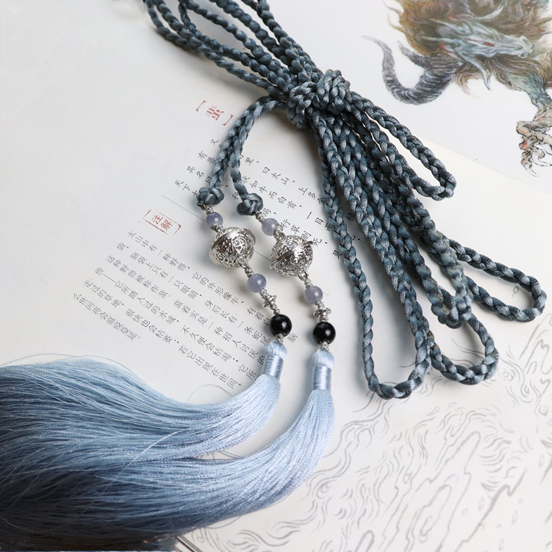 云深閣 君思 原創(chuàng)鈴鐺宮絳古風編織腰鏈流蘇腰墜漢服發(fā)帶配飾腰帶