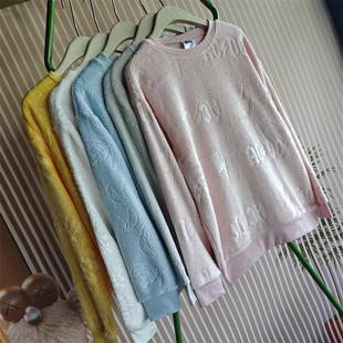 女装 欧美订单 保暖柔软双面绒圆领长袖 秋冬新品 上衣11 清新四色入