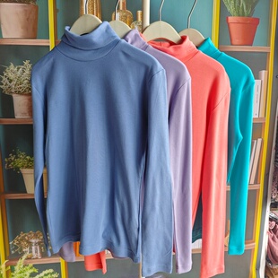 外贸新品 秋冬女款高领长袖T恤衫打底衫休闲百搭上衣纯棉大码