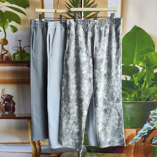 欧洲站春季高棉薄绒阔腿卫裤男宽松显瘦休闲裤松紧腰加大码300斤1
