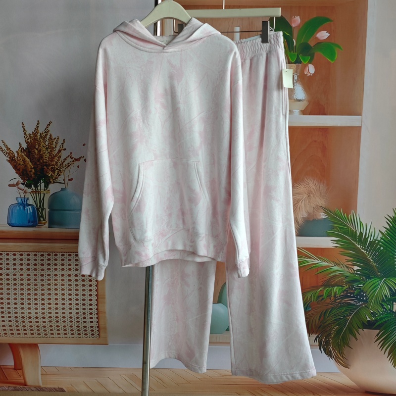 欧美风  清新校园柔软针织薄绒宽松大码休闲套装女装两件套