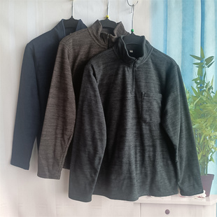 秋季 男款 新品 立领长袖 上衣 质感抓绒套头款 日本订单