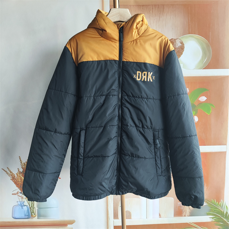 欧洲订单潮流撞色连帽棉衣男秋冬宽松保暖棉服外套青年