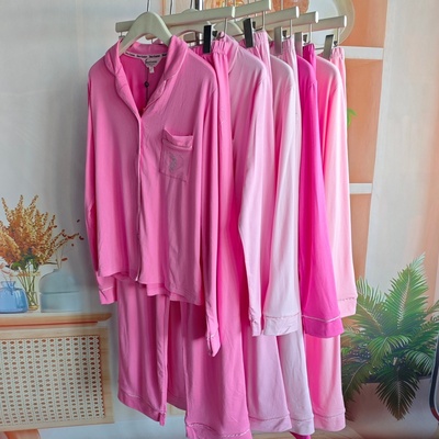 美国单 轻奢橘子家春秋季长袖睡衣套装家居服柔若无物多巴胺