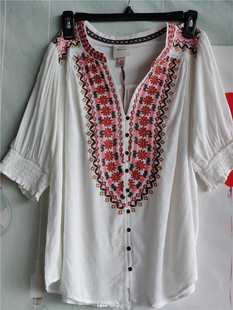 竹节棉 绵绸 短袖 刺绣T恤 200斤通勤纯色直筒 高品 女大码 福利