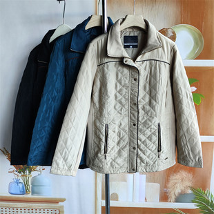 夹棉棉袄连帽款 通勤风菱格纹棉衣女收腰款 拉链棉服外套休闲薄款