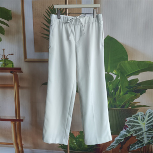 丹麦极简风系带宽松直筒裤 女白色显瘦百搭休闲裤
