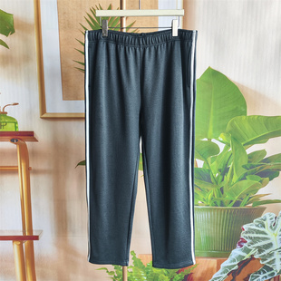 霓虹家休闲运动直筒薄绒卫裤男宽松松紧腰侧条纹长裤大码男裤子11